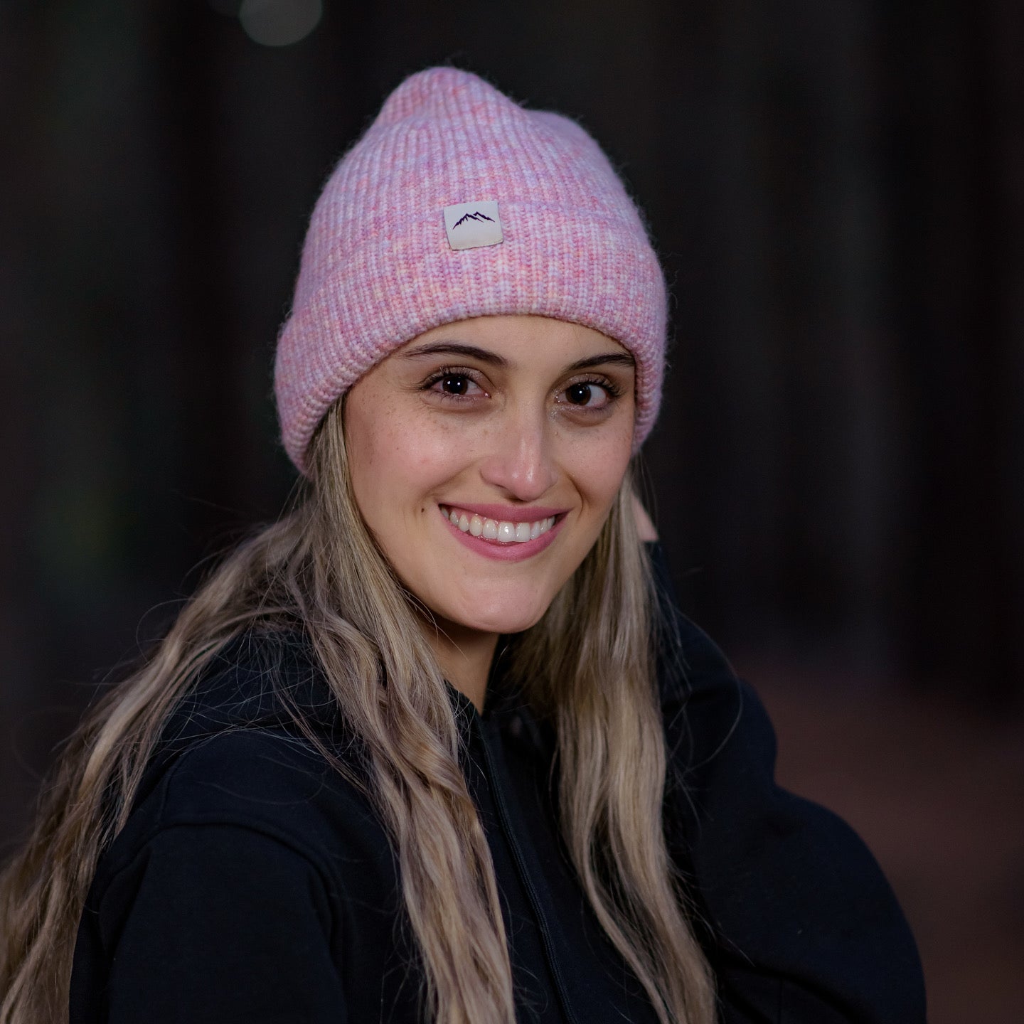 Gorro de lana jaspe rosado